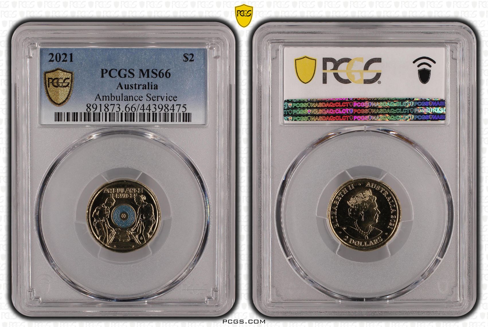 2021 $2 Coloured Ambulance Service PCGS Graded Coin MS66